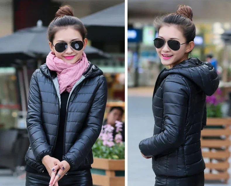 Jackets for Women Quilted Padded Lightweight Puffer Woman Coat Hoodie Short Yellow Thick Padding Feather Cropped Cute Modern Hot