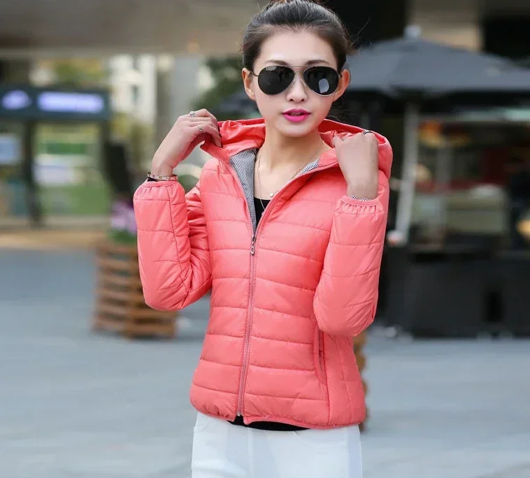 Jackets for Women Quilted Padded Lightweight Puffer Woman Coat Hoodie Short Yellow Thick Padding Feather Cropped Cute Modern Hot