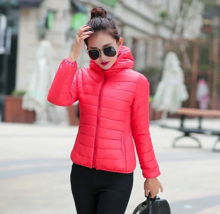 Jackets for Women Quilted Padded Lightweight Puffer Woman Coat Hoodie Short Yellow Thick Padding Feather Cropped Cute Modern Hot