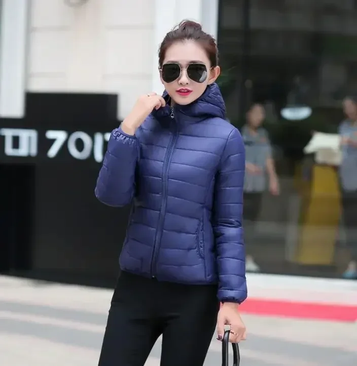 Jackets for Women Quilted Padded Lightweight Puffer Woman Coat Hoodie Short Yellow Thick Padding Feather Cropped Cute Modern Hot