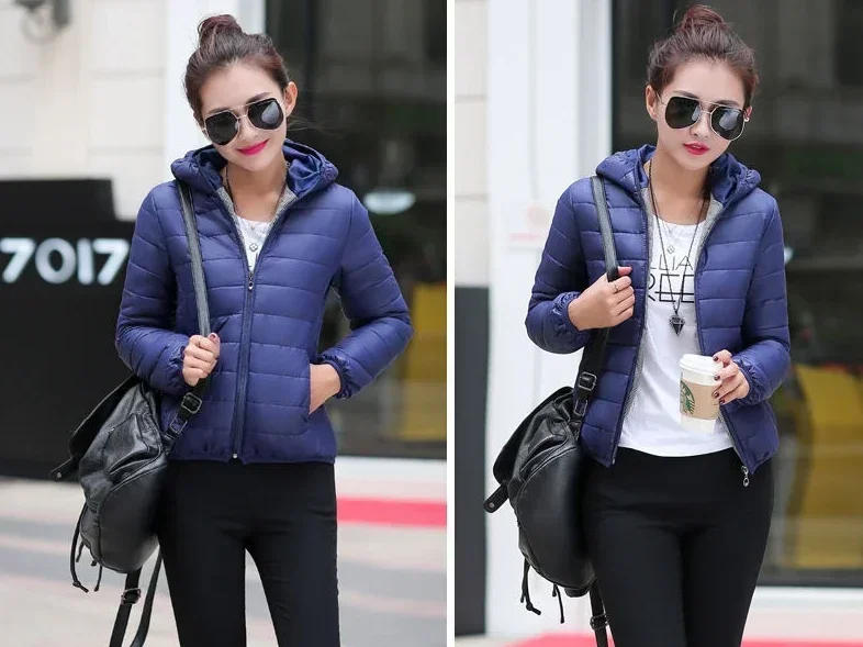 Jackets for Women Quilted Padded Lightweight Puffer Woman Coat Hoodie Short Yellow Thick Padding Feather Cropped Cute Modern Hot