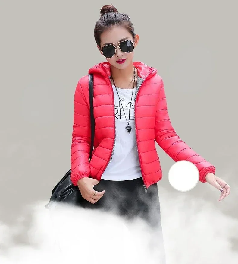 Jackets for Women Quilted Padded Lightweight Puffer Woman Coat Hoodie Short Yellow Thick Padding Feather Cropped Cute Modern Hot