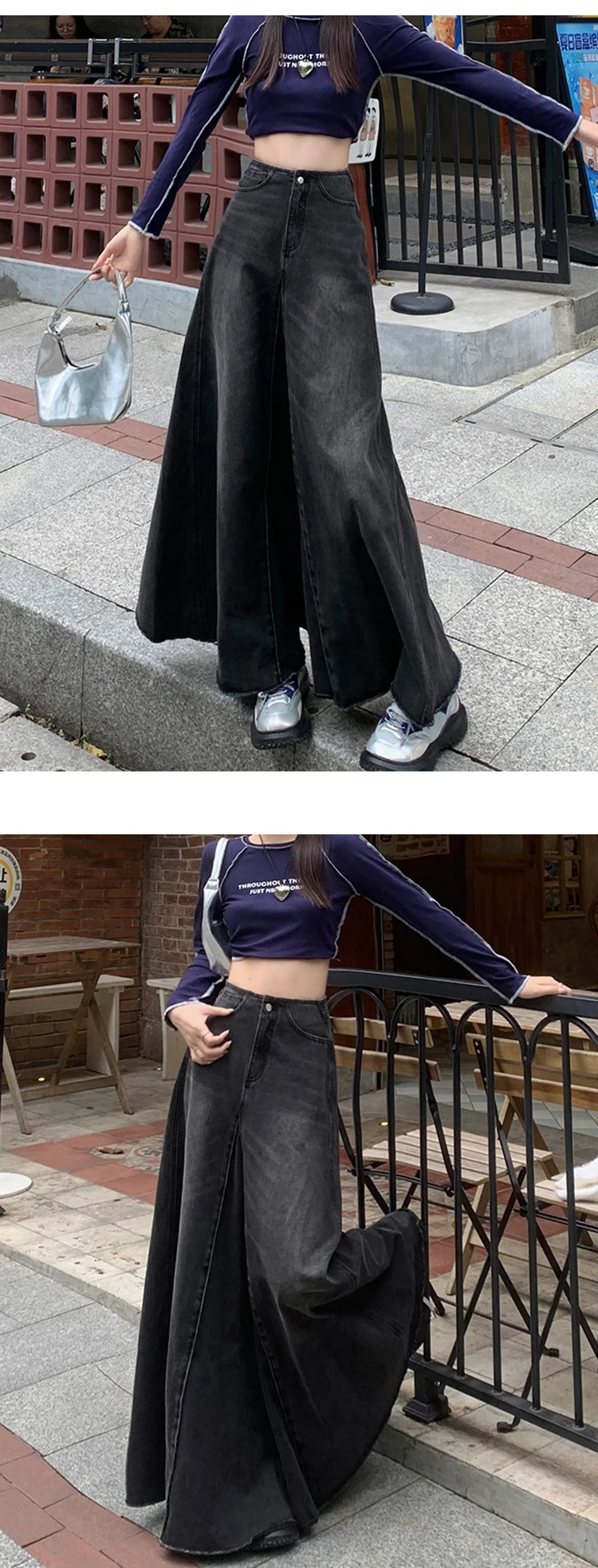 Maxi Long Skirts Women England Style Vintage Autumn Winter High Waist Jean Skirt Ladies A-Line Ruffle Pleated Denim Skirt