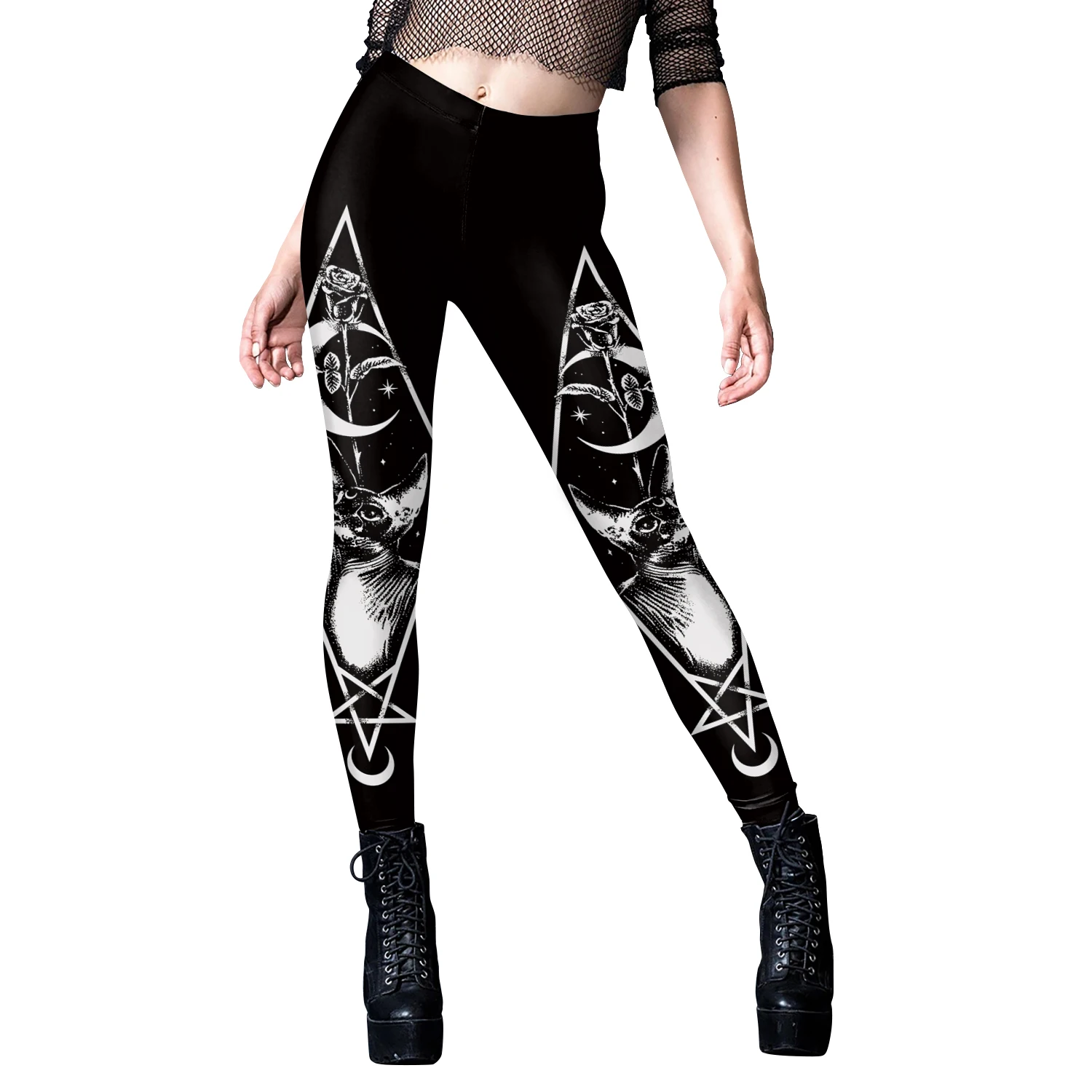 Nadanbao Women Leggings Sexy Middle Waist Skinny Leggins Halloween Skull 3D Printing Fitness Running Yoga Trousers Gym Workout