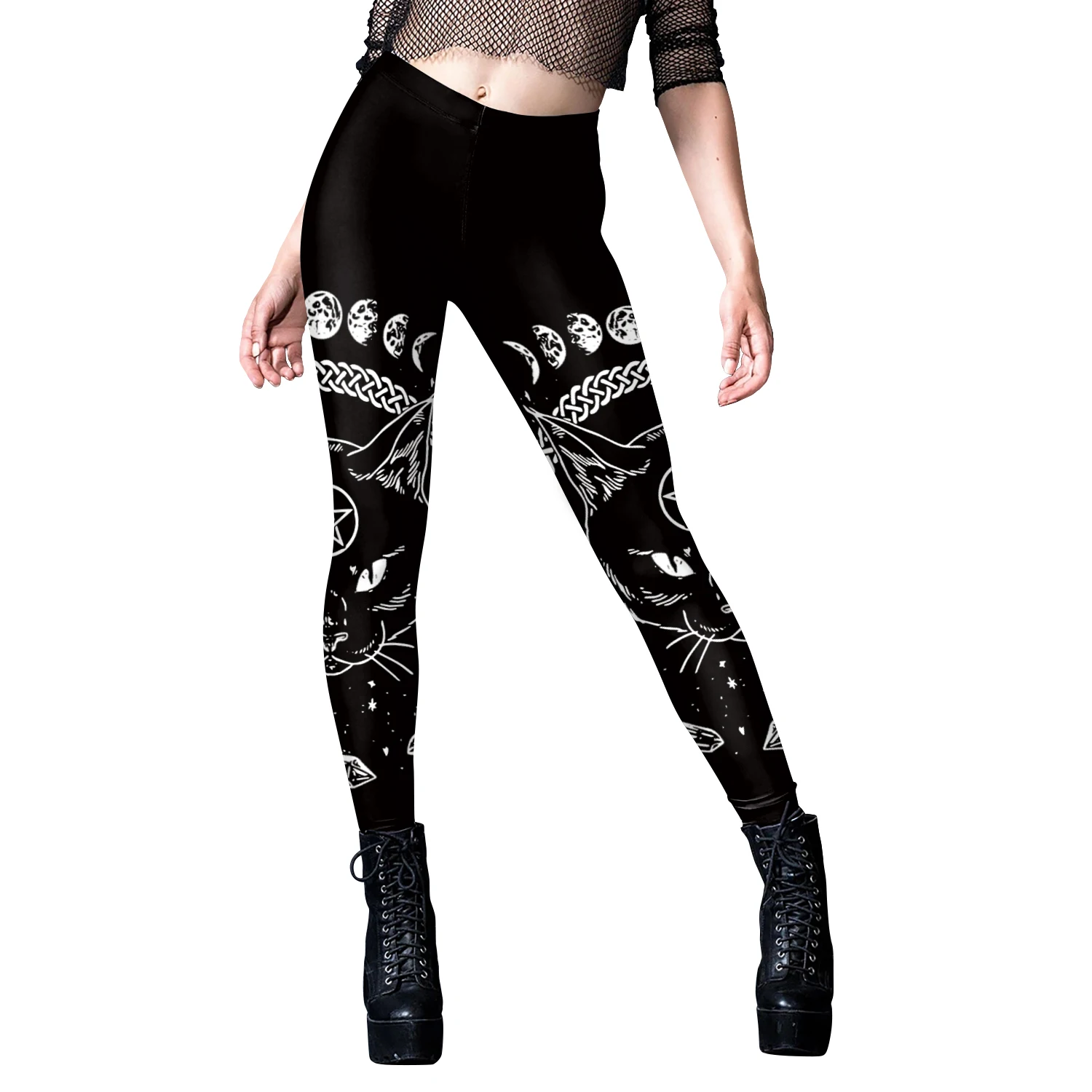 Nadanbao Women Leggings Sexy Middle Waist Skinny Leggins Halloween Skull 3D Printing Fitness Running Yoga Trousers Gym Workout