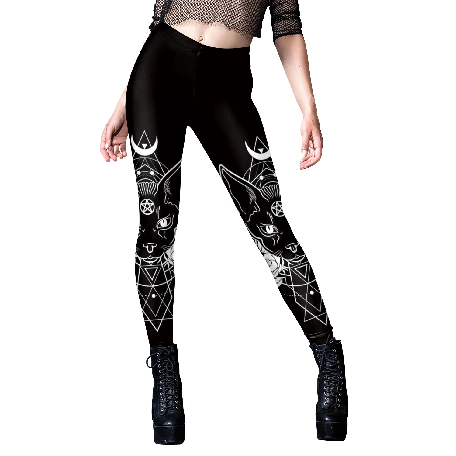 Nadanbao Women Leggings Sexy Middle Waist Skinny Leggins Halloween Skull 3D Printing Fitness Running Yoga Trousers Gym Workout