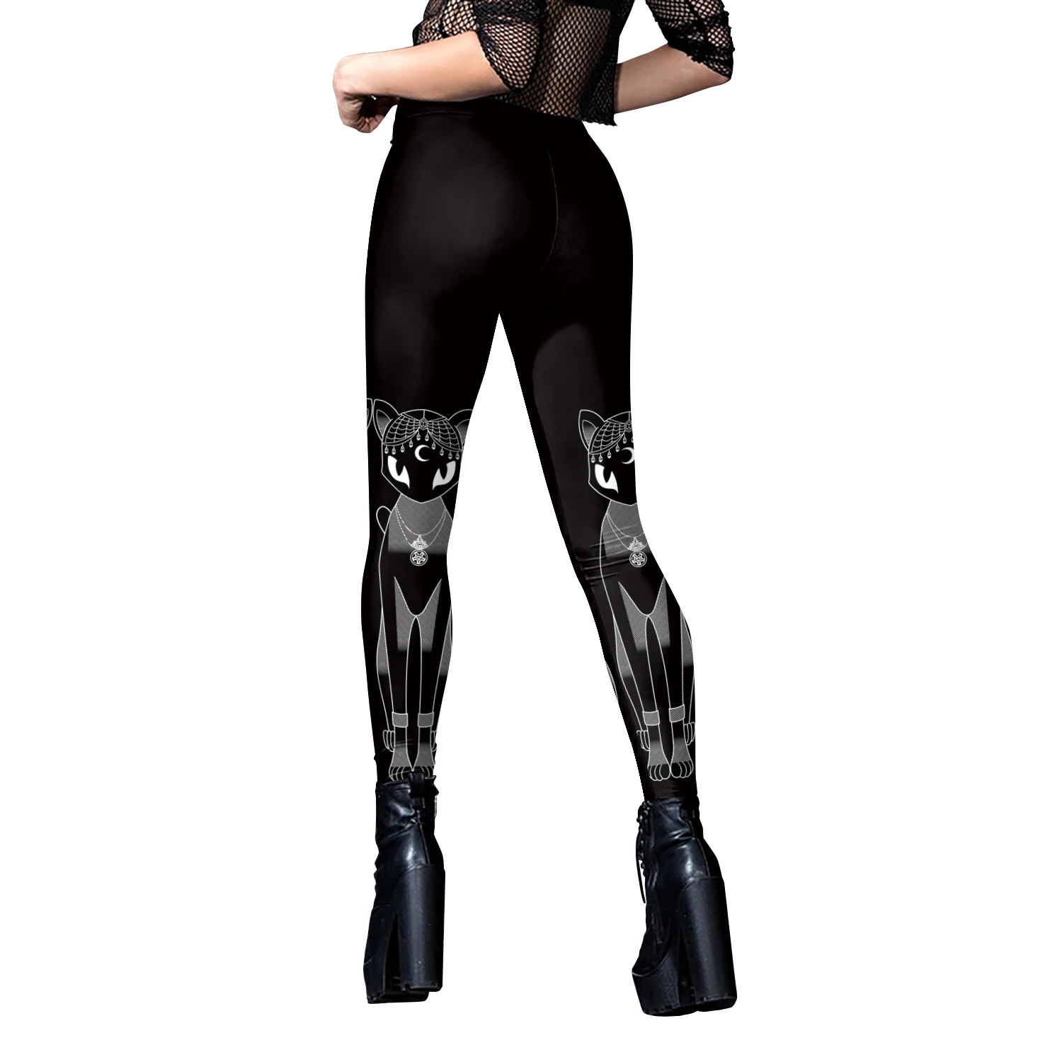 Nadanbao Women Leggings Sexy Middle Waist Skinny Leggins Halloween Skull 3D Printing Fitness Running Yoga Trousers Gym Workout
