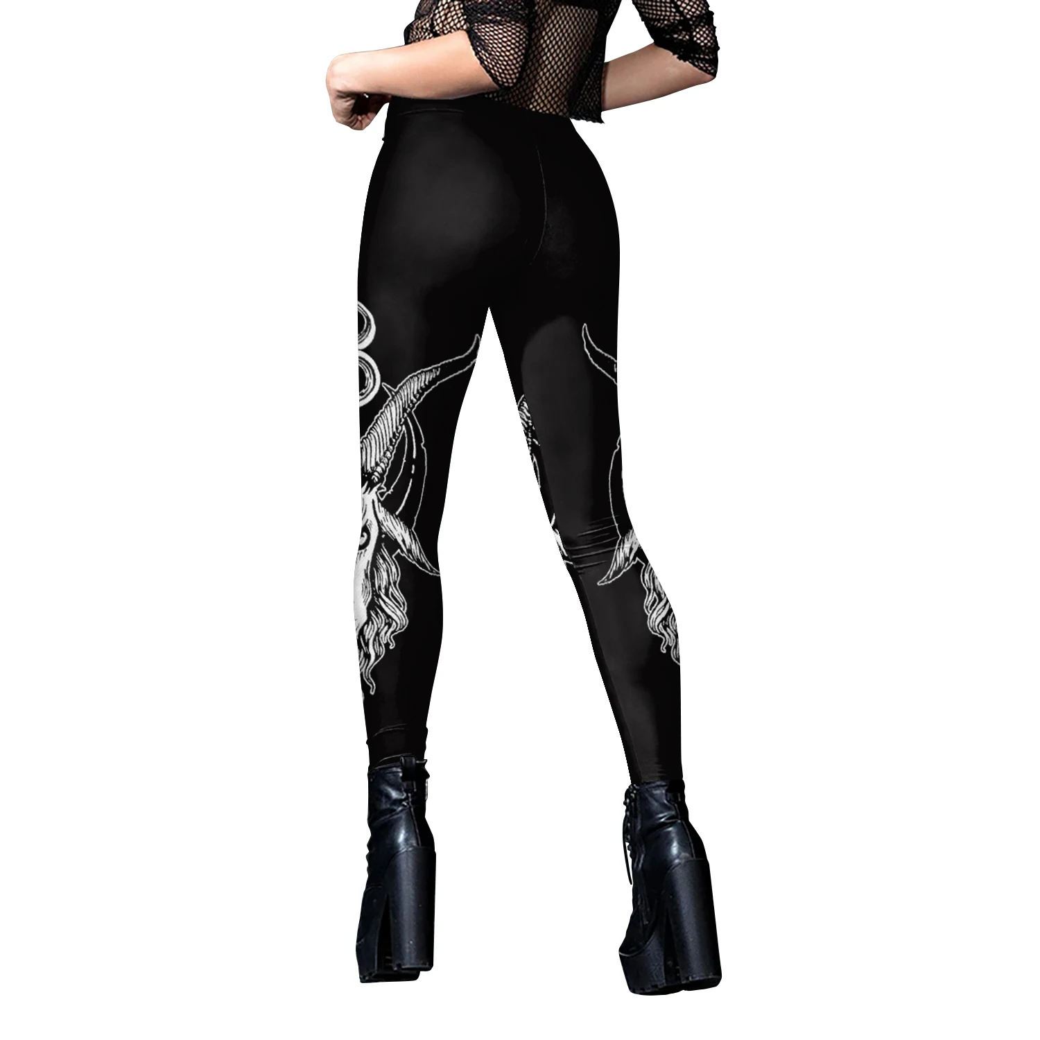 Nadanbao Women Leggings Sexy Middle Waist Skinny Leggins Halloween Skull 3D Printing Fitness Running Yoga Trousers Gym Workout