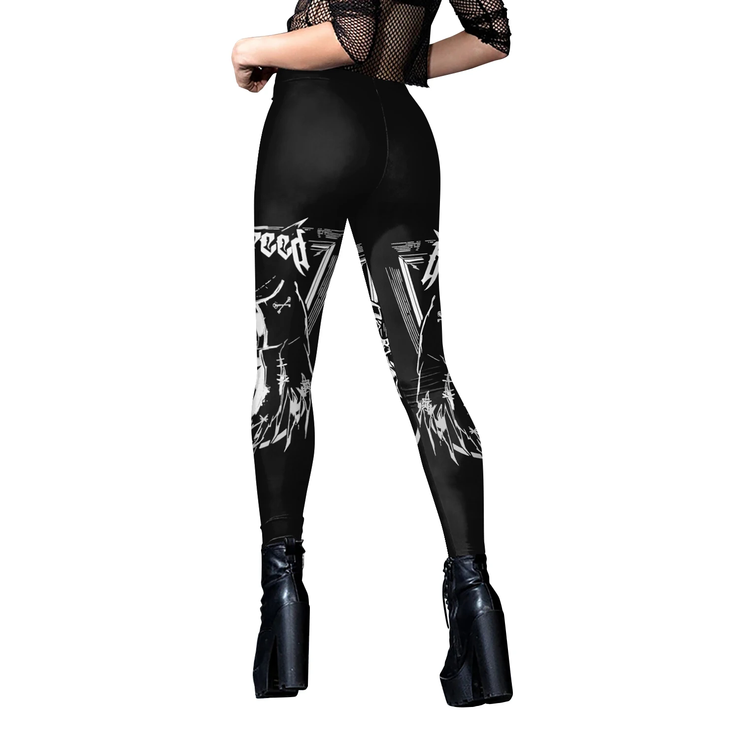 Nadanbao Women Leggings Sexy Middle Waist Skinny Leggins Halloween Skull 3D Printing Fitness Running Yoga Trousers Gym Workout