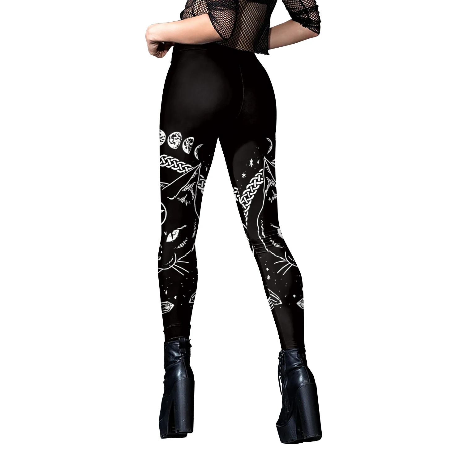 Nadanbao Women Leggings Sexy Middle Waist Skinny Leggins Halloween Skull 3D Printing Fitness Running Yoga Trousers Gym Workout