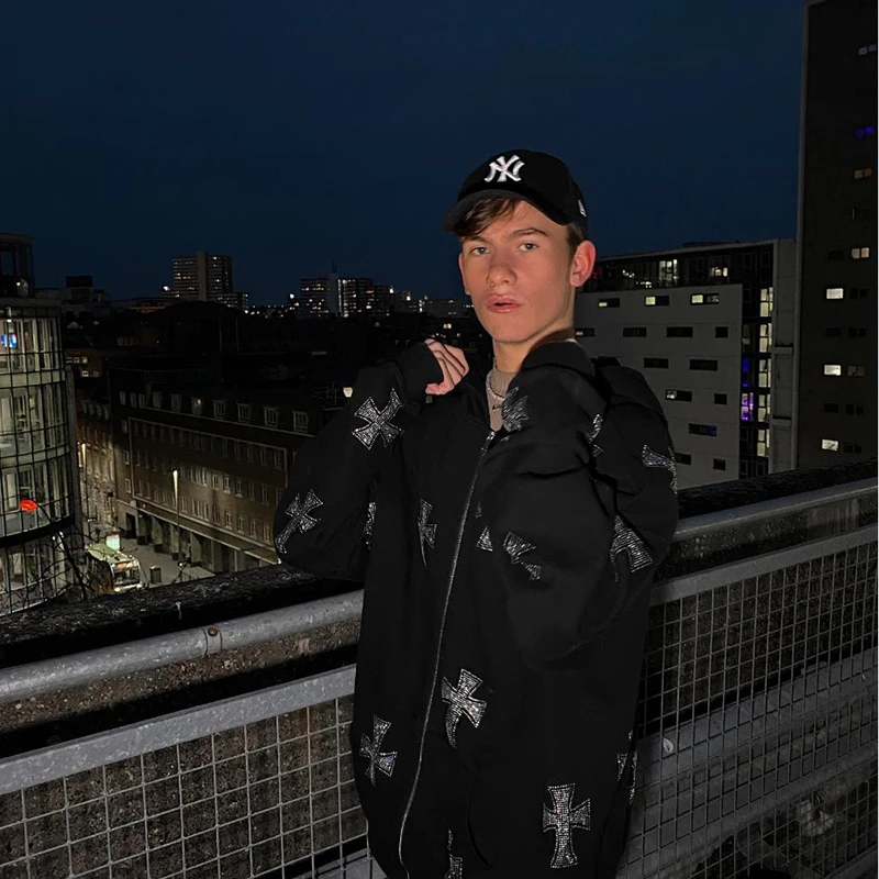 Rhinestone Full Zip Hoodie Goth Sweatshirt Pull Long Sleeve Black Hoodies Y2k Fashion Men's Women's Sport Jackets Coats New 2023