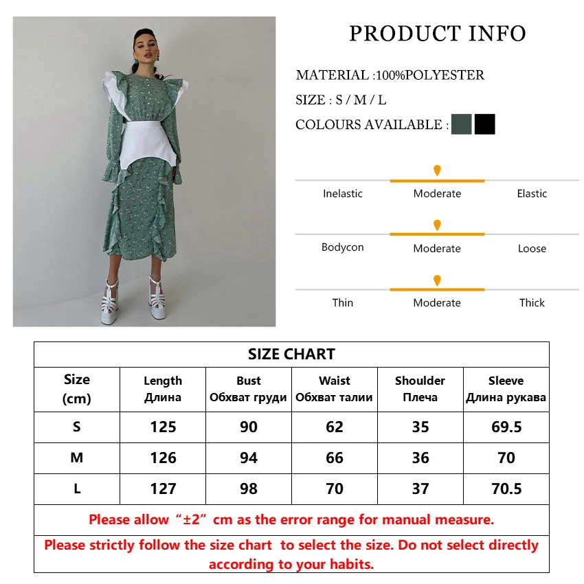 Clacive Elegant Loose Slim Womens Dress 2023 Casual O-Neck Long Sleeve Office Midi Dresses Fashion Ruffle Patchwork Female Dress