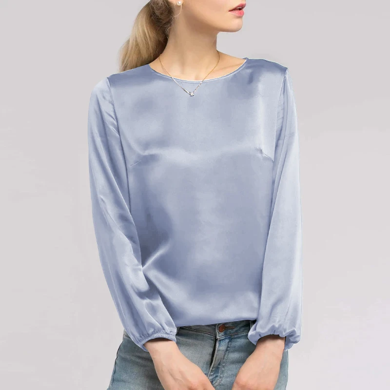 2026 New Spring Autumn Satin Woman T-shirts Vintage Long Sleeve Harajuku Shirts For Women Sexy Tops  Female Clothing