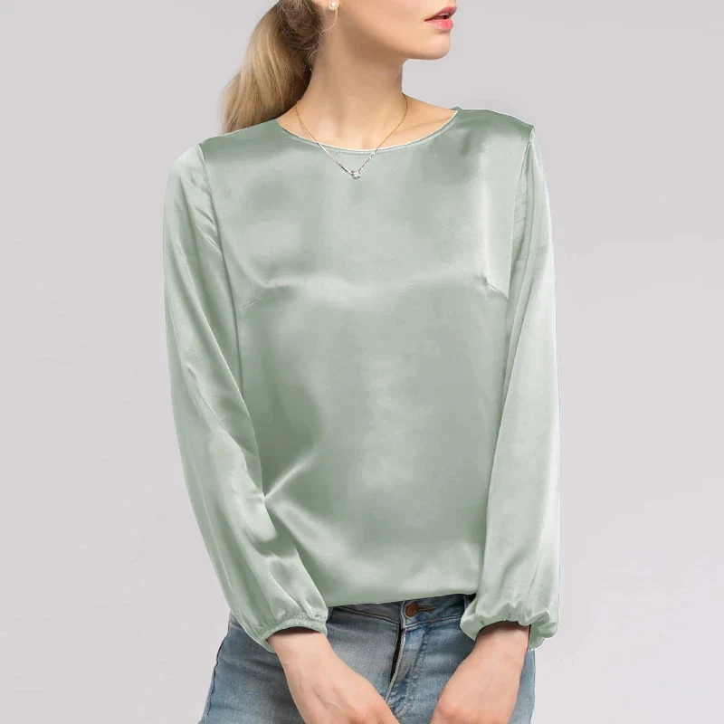 2026 New Spring Autumn Satin Woman T-shirts Vintage Long Sleeve Harajuku Shirts For Women Sexy Tops  Female Clothing