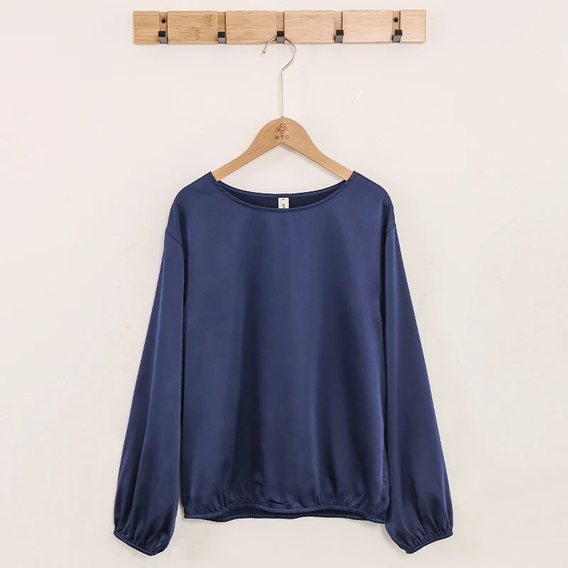 2026 New Spring Autumn Satin Woman T-shirts Vintage Long Sleeve Harajuku Shirts For Women Sexy Tops  Female Clothing