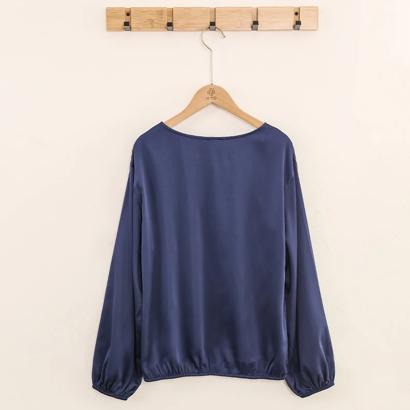 2026 New Spring Autumn Satin Woman T-shirts Vintage Long Sleeve Harajuku Shirts For Women Sexy Tops  Female Clothing