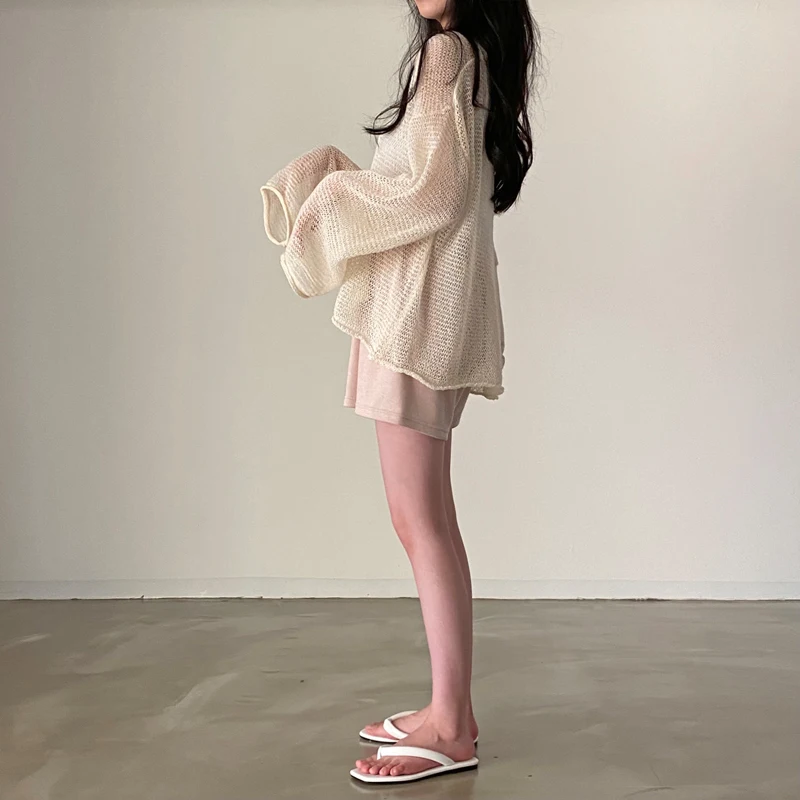 Karrram Lazy Style Full Sleeves Jumpers Tops Hollow Out Sexy Women Fashion Casual Streetwear Chic Femme Sweaters Pullovers