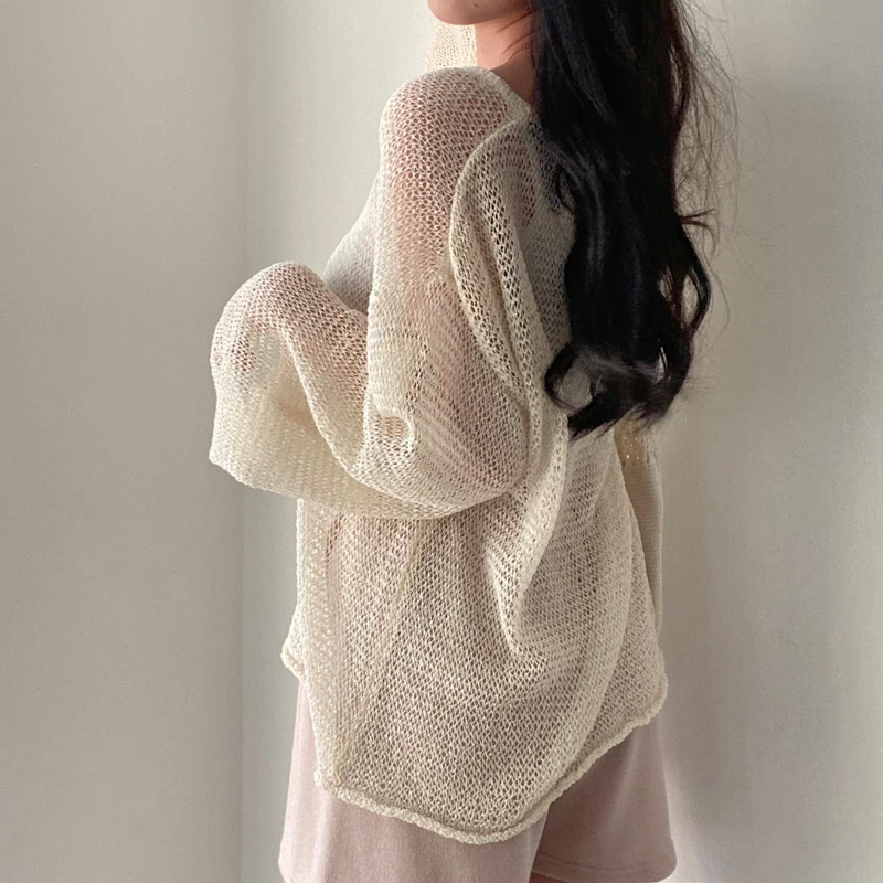 Karrram Lazy Style Full Sleeves Jumpers Tops Hollow Out Sexy Women Fashion Casual Streetwear Chic Femme Sweaters Pullovers