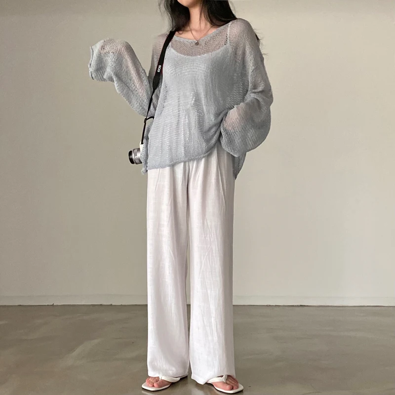 Karrram Lazy Style Full Sleeves Jumpers Tops Hollow Out Sexy Women Fashion Casual Streetwear Chic Femme Sweaters Pullovers