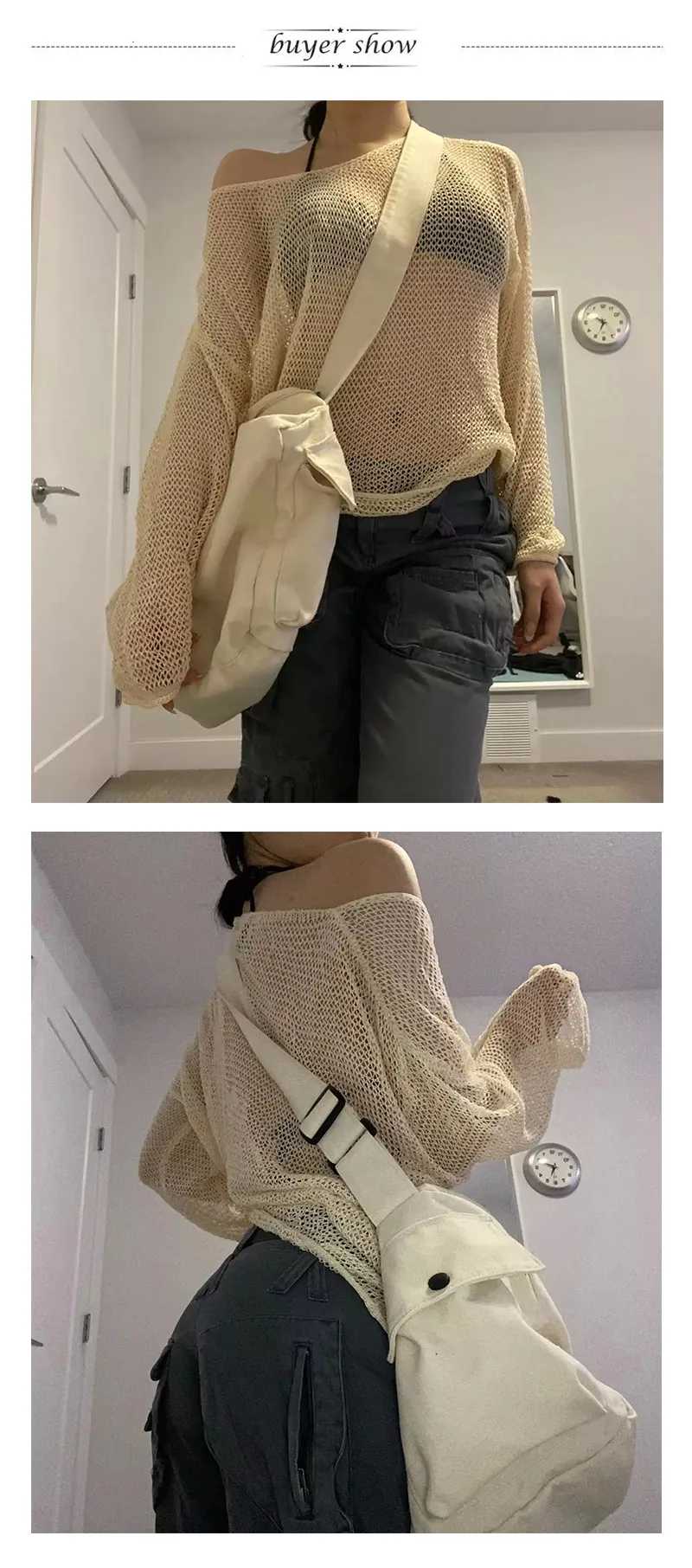 Karrram Lazy Style Full Sleeves Jumpers Tops Hollow Out Sexy Women Fashion Casual Streetwear Chic Femme Sweaters Pullovers
