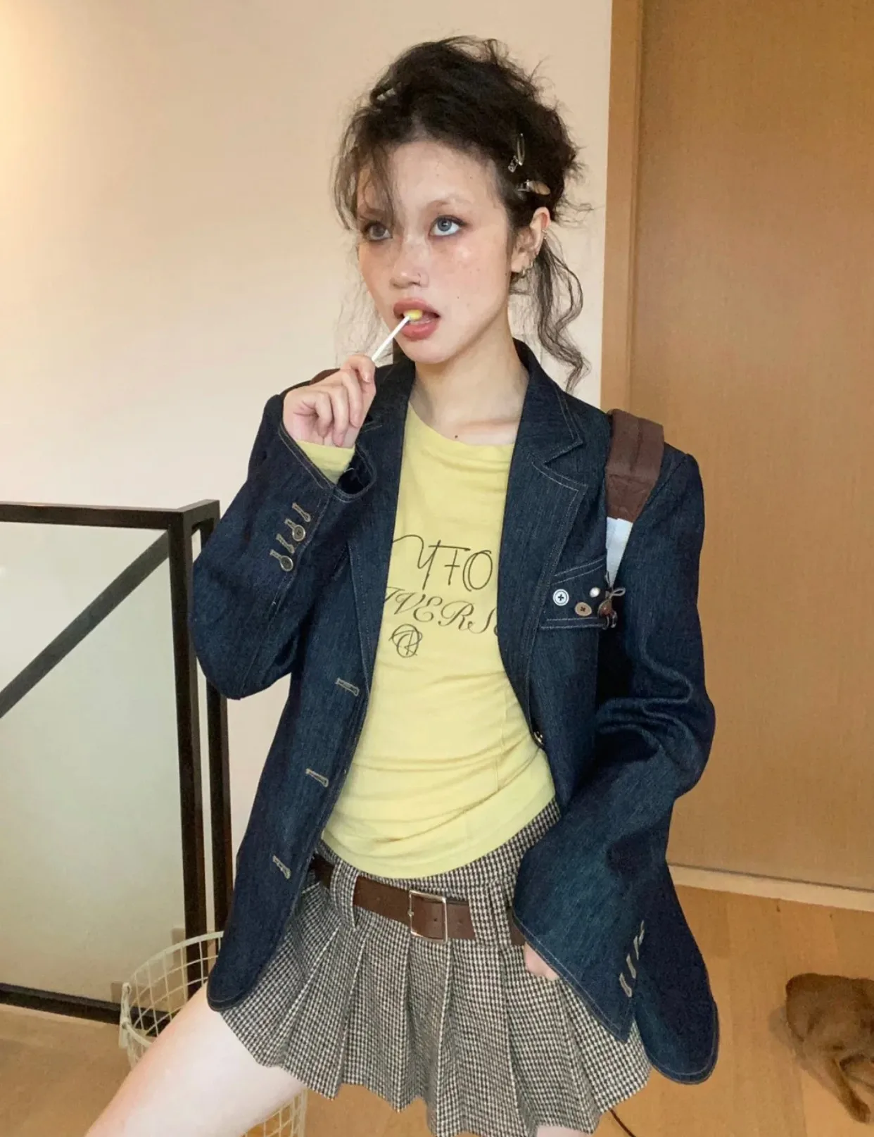 Karrram Y2k Aesthetics Yellow T-shirt 2000s Japanese Harajuku Tee Shirt Grunge Letter Print Long Sleeve Tshirt E-girl Streetwear