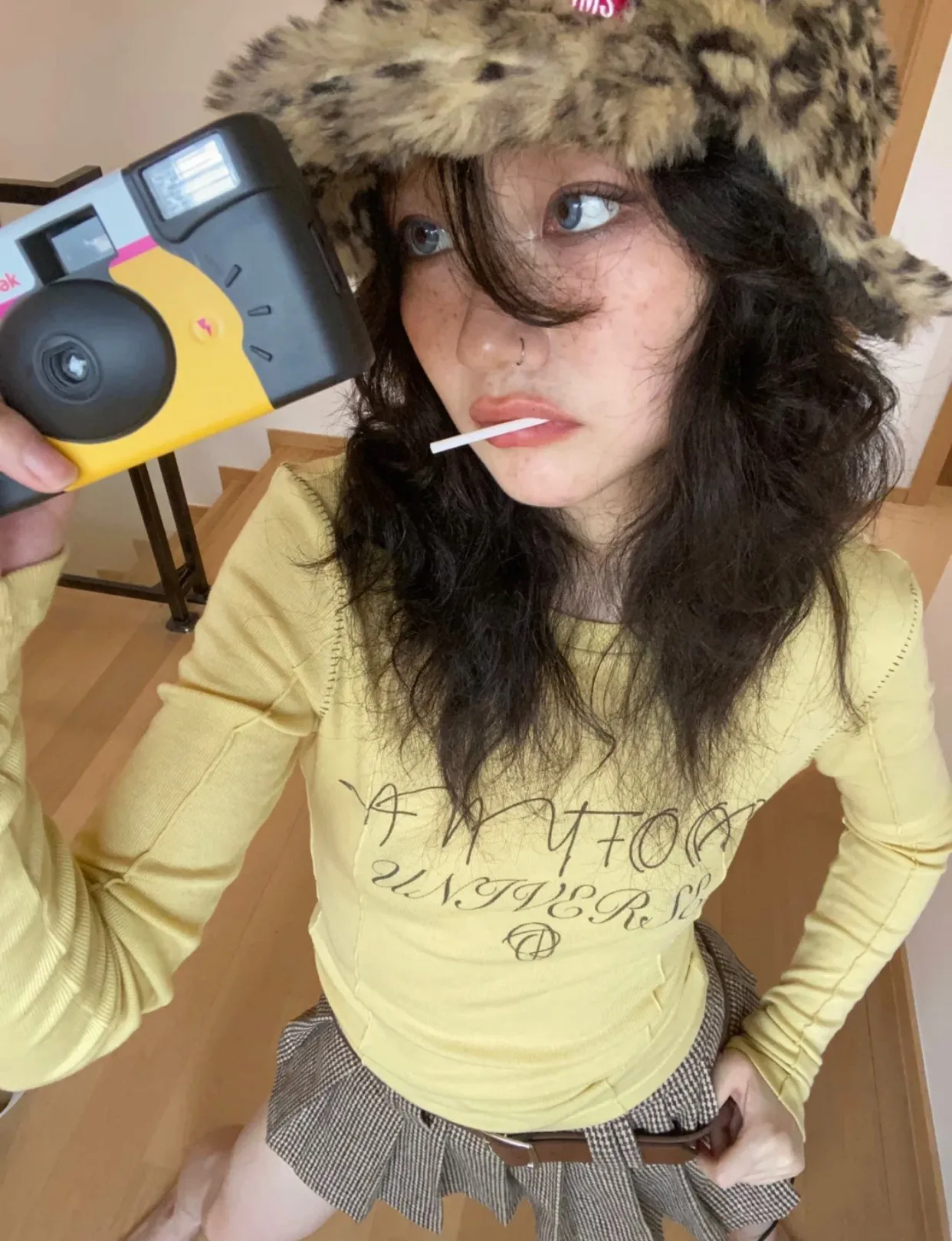 Karrram Y2k Aesthetics Yellow T-shirt 2000s Japanese Harajuku Tee Shirt Grunge Letter Print Long Sleeve Tshirt E-girl Streetwear