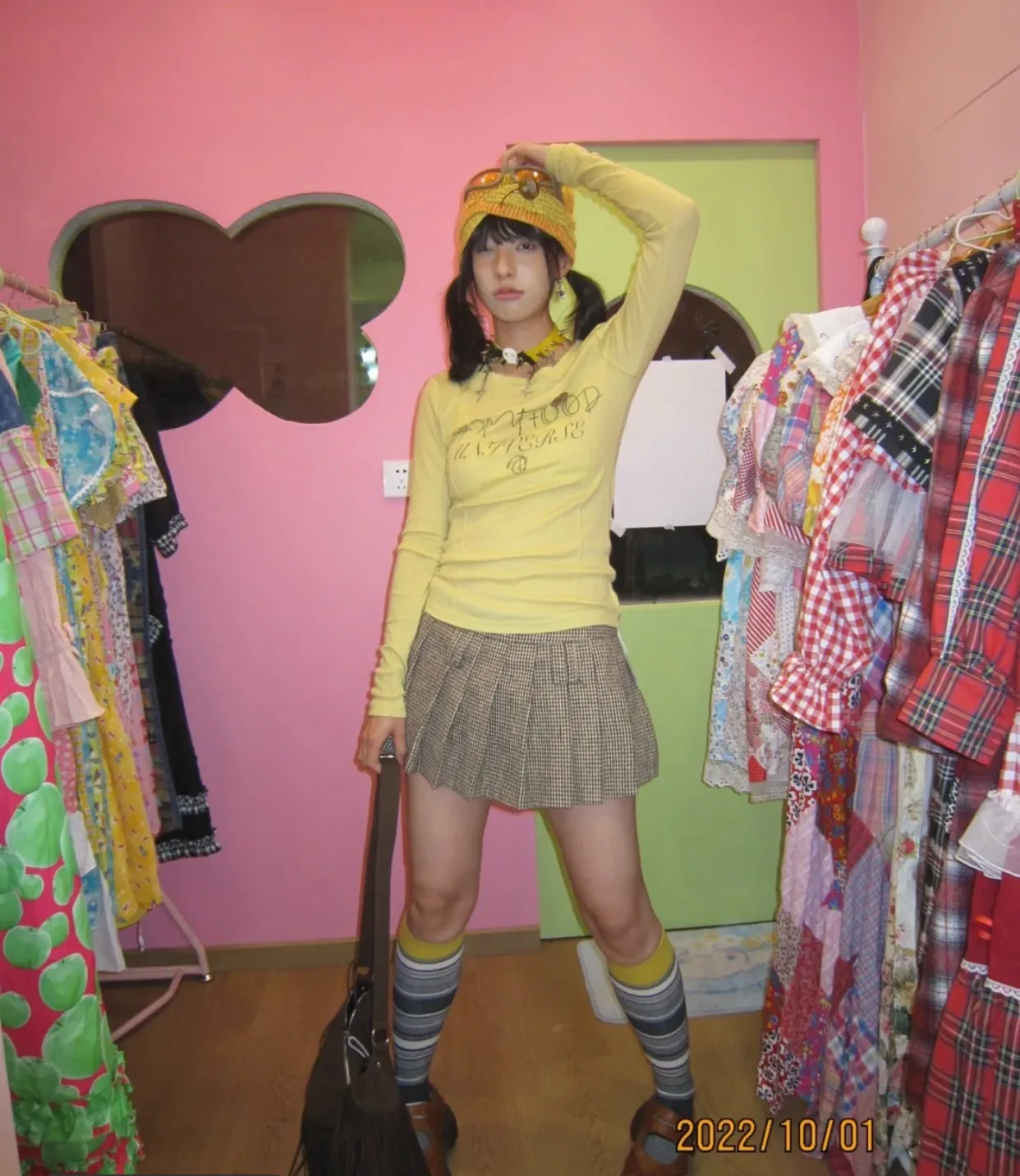 Karrram Y2k Aesthetics Yellow T-shirt 2000s Japanese Harajuku Tee Shirt Grunge Letter Print Long Sleeve Tshirt E-girl Streetwear