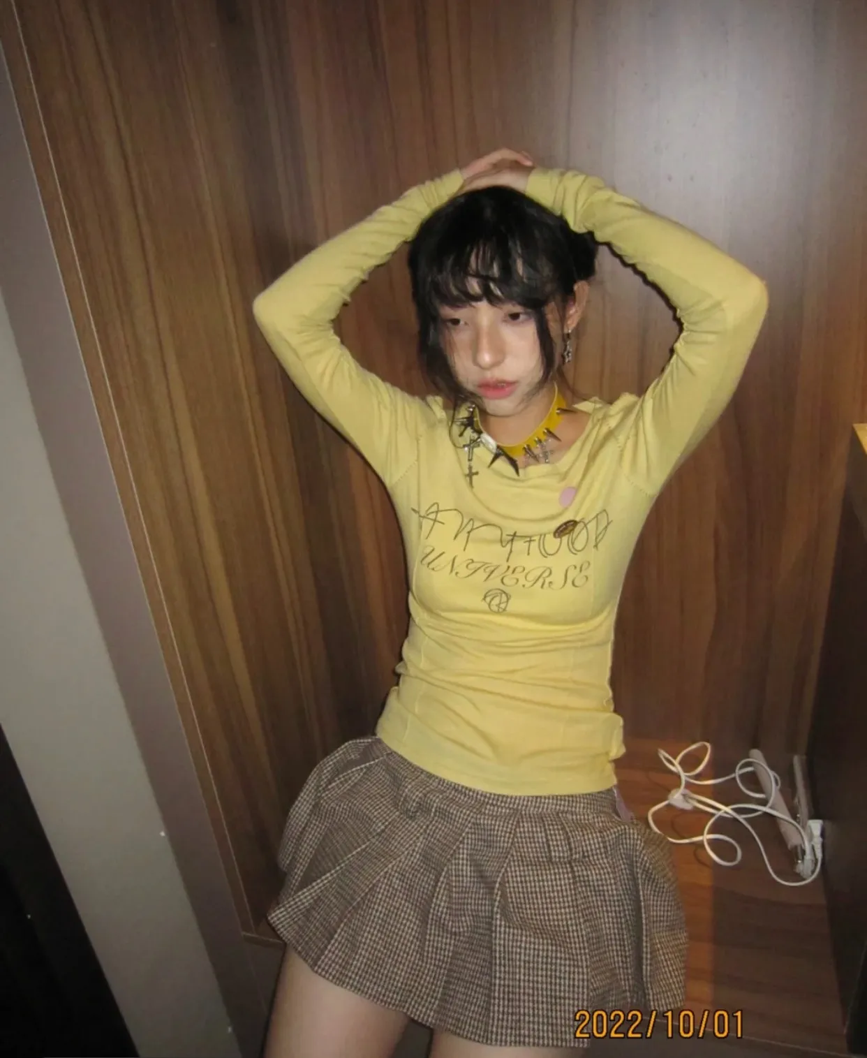 Karrram Y2k Aesthetics Yellow T-shirt 2000s Japanese Harajuku Tee Shirt Grunge Letter Print Long Sleeve Tshirt E-girl Streetwear