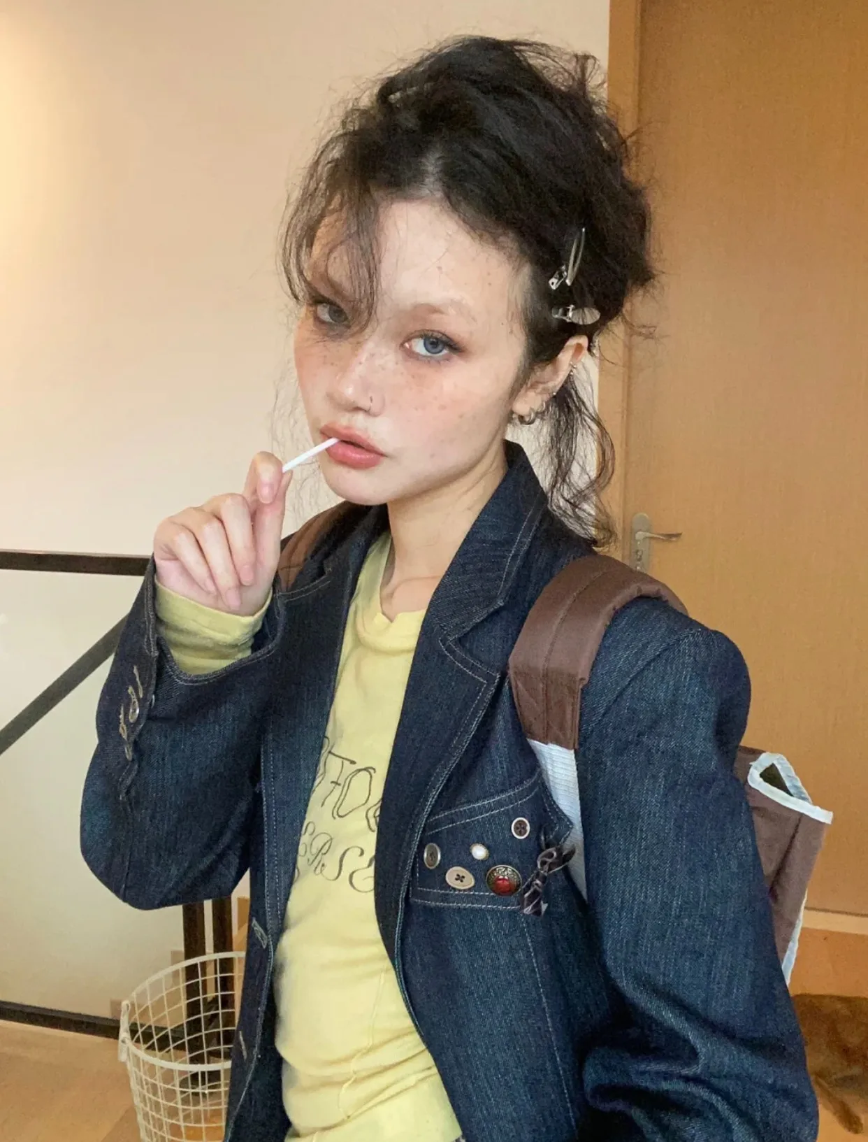 Karrram Y2k Aesthetics Yellow T-shirt 2000s Japanese Harajuku Tee Shirt Grunge Letter Print Long Sleeve Tshirt E-girl Streetwear