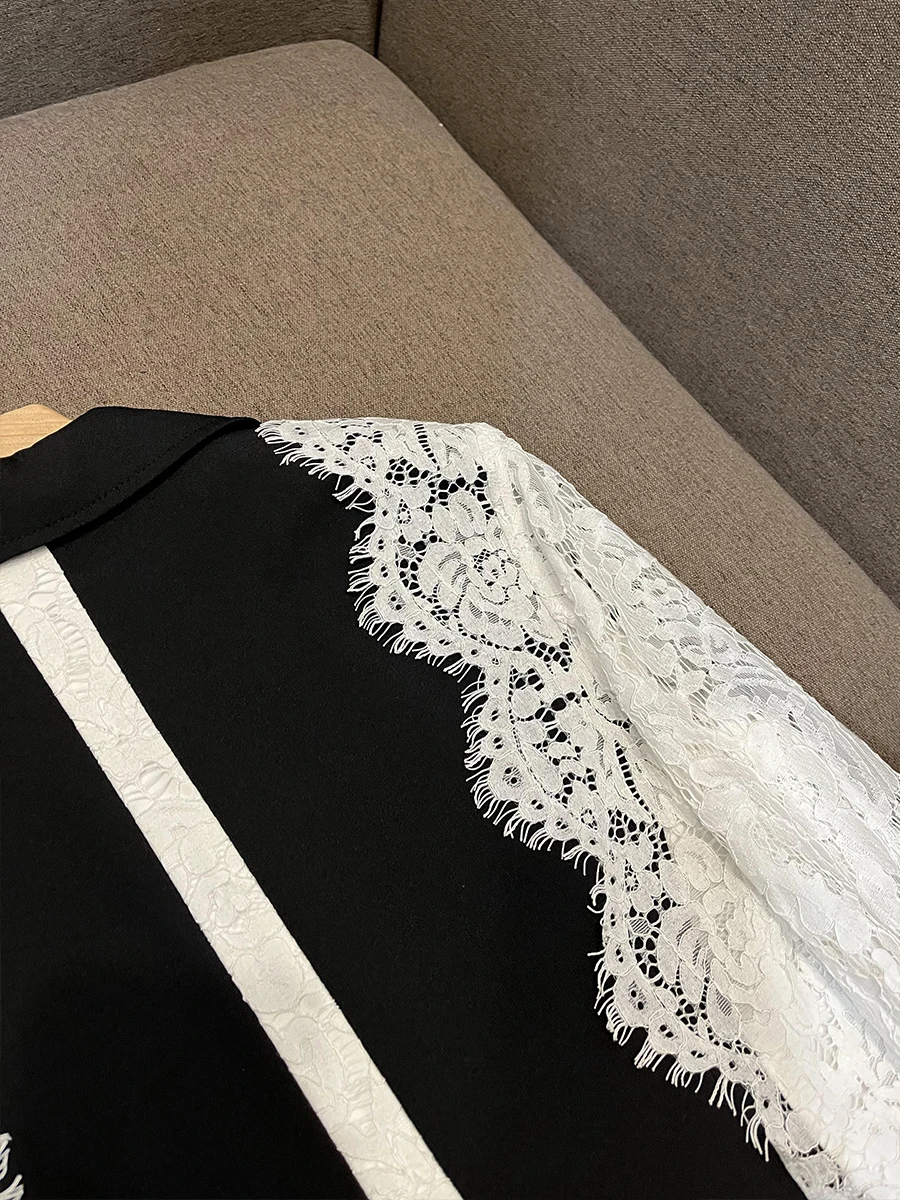 HIGH STREET 2026 Newest Fashion Designer Jacket Women's Stylish Color Block Lace Patchwork Blazer