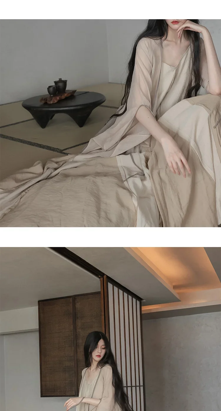 UMI MAO Chinese Style Loose Super-long Ankle-length Oversized Swing Raw Edge Stitching Literary Heavy Work Elegant Dress Woman