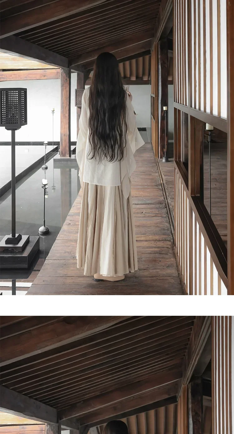 UMI MAO Chinese Style Loose Super-long Ankle-length Oversized Swing Raw Edge Stitching Literary Heavy Work Elegant Dress Woman