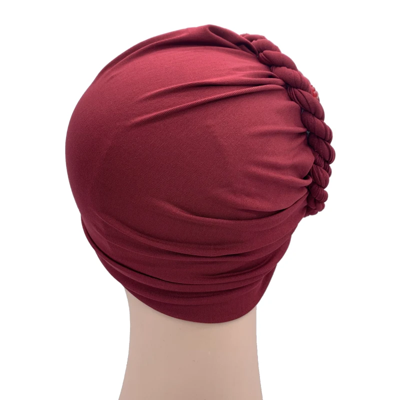 Diamonds Braids Turban Hat for Women Muslim Headscarf Bonnet Female Inner Hijabs Arab Head Wraps African Headtie Caps