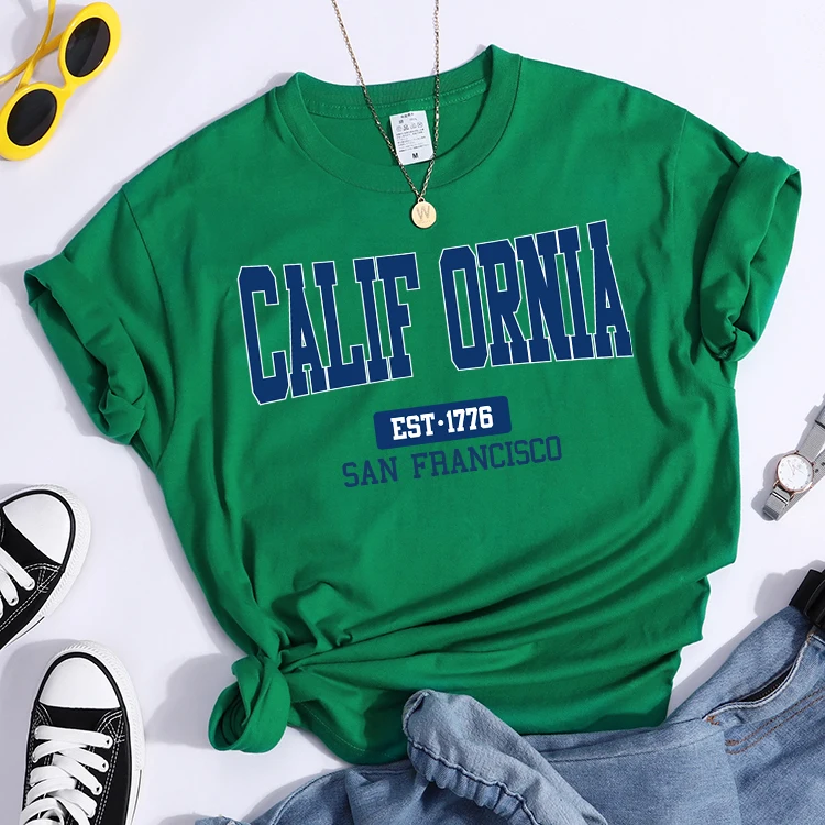 California Est1776 San Francisco Print Woman Tshirts Essential Sport Casual Top Tees Soft Comfortable T-Shirts Street Clothes