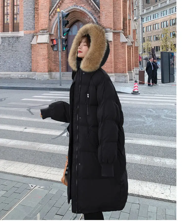Thicken Coat 2026 New Winter Korean Loose Down Cotton Jacket Female Warm Hooded Parka Overcoat Female Solid Casual Long Coats