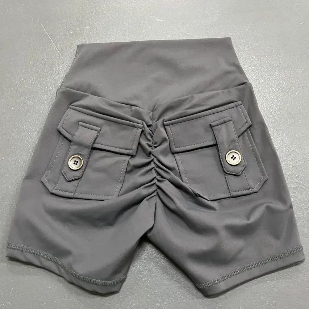 Summer Peach Butt Fitness Exercise Three-Quarter Pants Cargo Air Dry Pocket Yoga Tight lift the hips Women's Shorts
