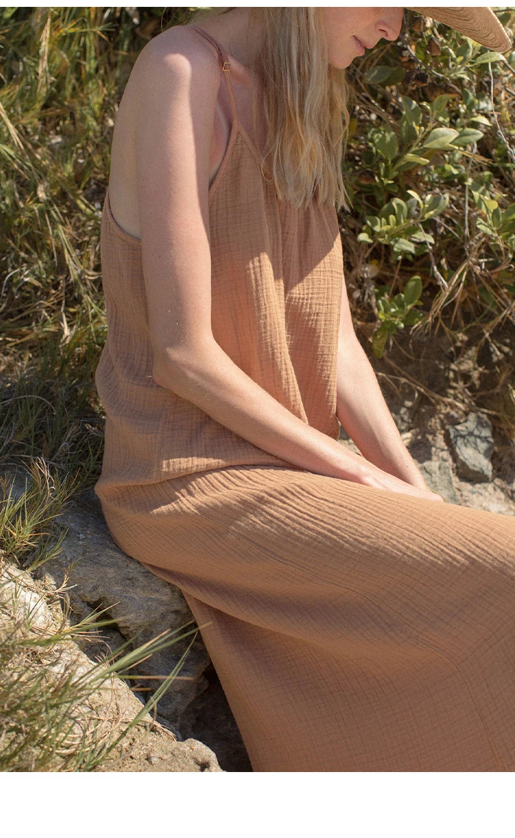 Vintage 100% Cotton Women's Dress Sexy Spaghetti Strap Casual Loose Holiday Beach Long Midi Party Elegant Dresses For Women 2026