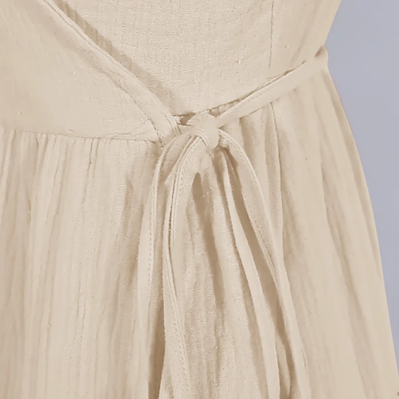 Vintage 100% Cotton Puff Sleeve Maxi Dress For Women Muslin Crepe Gauze V-Neck Bandage Lace Elegant Long Birthday Party Dress
