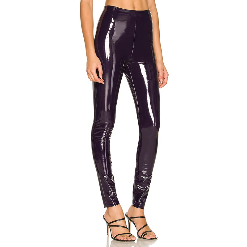 Women Shiny PU Leather White PVC Pants Slim 4XL Sexy Leggings Latex Stretchy High Waist Bodycon Pants Summer Skinny Trousers