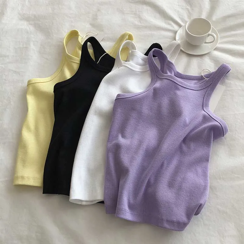 2024 Women Tank Tops Sexy Cropped Top Female Women Summer Camisole Camis Black White Sport Clothes For Women