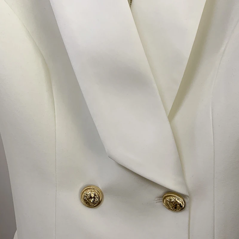 HIGH STREET 2026 New Fashion Designer Blazer Dress Women's Long Sleeve Double Breasted Metal Buttons Satin Notched Collar Dress