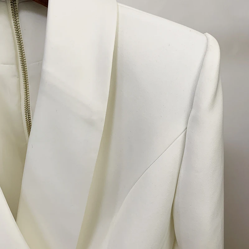 HIGH STREET 2026 New Fashion Designer Blazer Dress Women's Long Sleeve Double Breasted Metal Buttons Satin Notched Collar Dress
