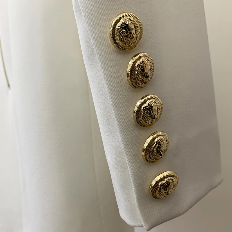 HIGH STREET 2026 New Fashion Designer Blazer Dress Women's Long Sleeve Double Breasted Metal Buttons Satin Notched Collar Dress