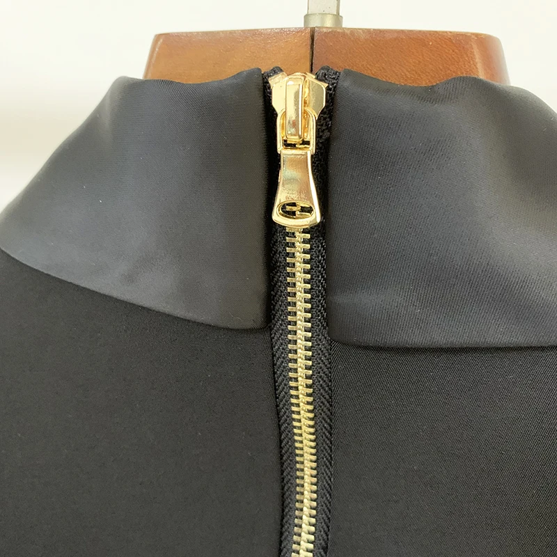 HIGH STREET 2026 New Fashion Designer Blazer Dress Women's Long Sleeve Double Breasted Metal Buttons Satin Notched Collar Dress