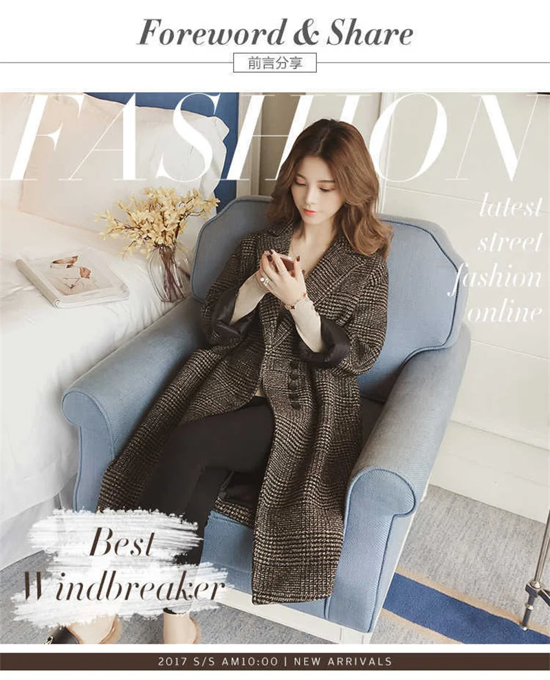 WOMEN WOMEN'S WOOL COAT 2025 Autumn/Winter New Korean Fashion Loose Fit Mid length Thousand Bird Plaid Pattern WOMEN'S COAT COAT