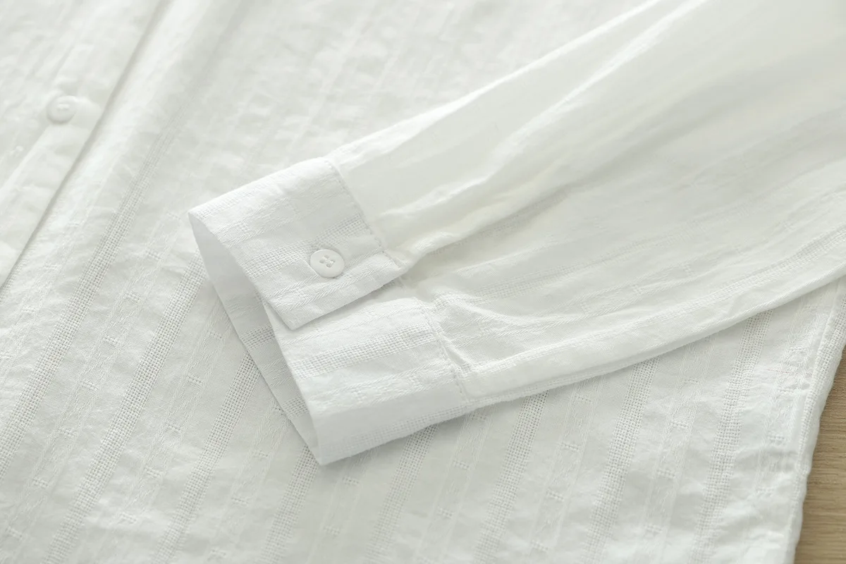 New Spring Cotton Sweet Long Sleeve Shirt Women Lapel Lace Top Girl Loose Retro White Casual Blouses 2024 Summer T44848QM
