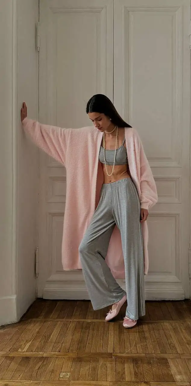 Hirsionsan 2024 Soft Knitted Set Women Autumn Winter Casual Long Sweater Cardigan with Belt & Vest Midi Dresses Solid Tracksuit