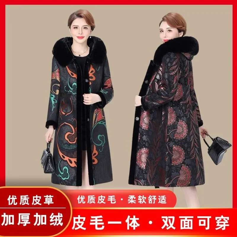 Fur Coat For Women Wearing Both Sides and Fur Integrated Coat 2026 New Loose Mother's Clothing Thickened and Warm Long Coat For
