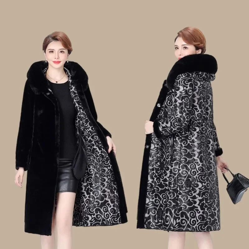 Fur Coat For Women Wearing Both Sides and Fur Integrated Coat 2026 New Loose Mother's Clothing Thickened and Warm Long Coat For