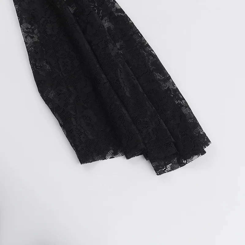 2024 New Retro Gothic Women Punk Elegant Evening Party Dresses Vintage Sexy Slightly See-through Slim Fit Lace Splicing Dress